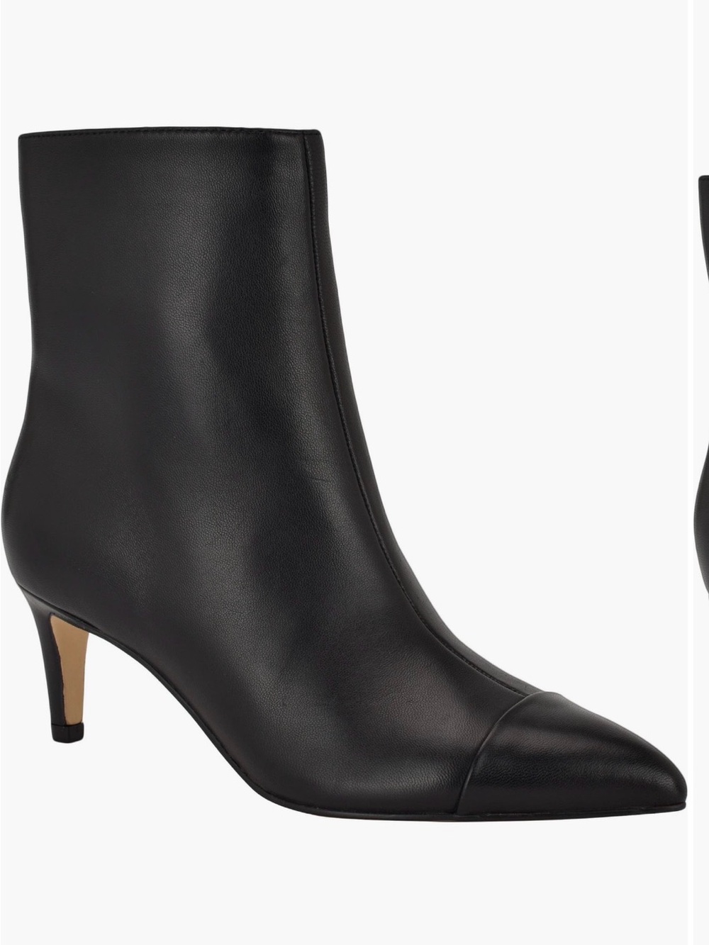 Calvin Klein Black Leather Pointed-Toe Ankle Booties